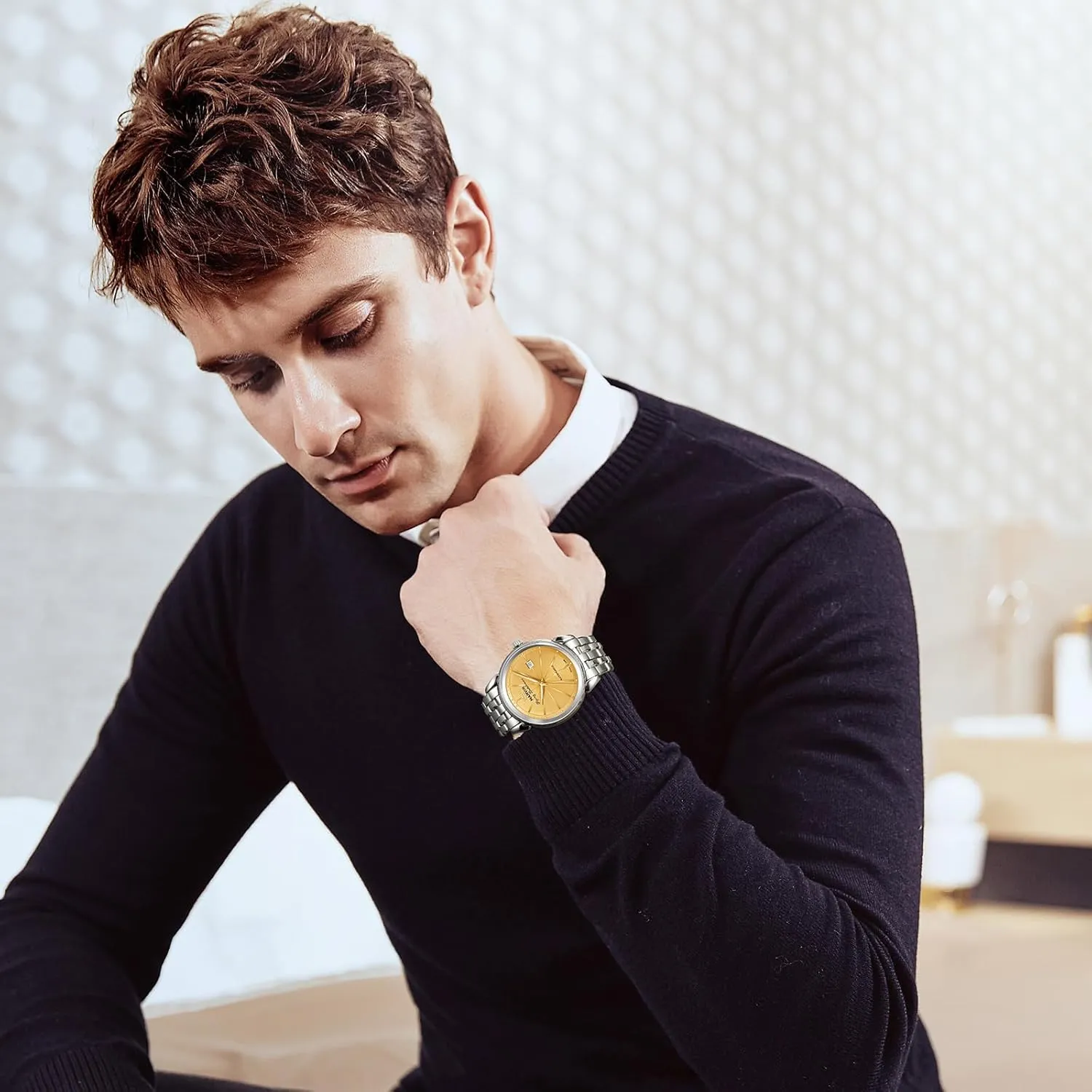 marvin Automatic Watch Swiss Movement Mechanical Luxury Watches for Men with Stainless Steel Strap,Sapphire Glass Dial,Luminous Hands and Hour Markers,50m Waterproof