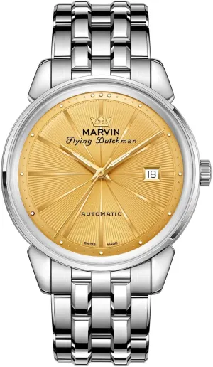 marvin Automatic Watch Swiss Movement Mechanical Luxury Watches for Men with Stainless Steel Strap,Sapphire Glass Dial,Luminous Hands and Hour Markers,50m Waterproof