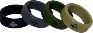 Masonic Rings Service Edition Backfilled with Subdued Colors | Ergonomic Breathable Design | Silicone Edge Sleek Design Rings for Men