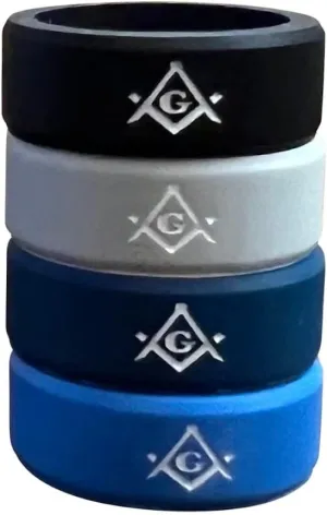 Masonic Rings Silicone Backfilled in White | Ergonomic Breathable Design | Silicone Edge Sleek Design Rings for Men (Pack of 4)