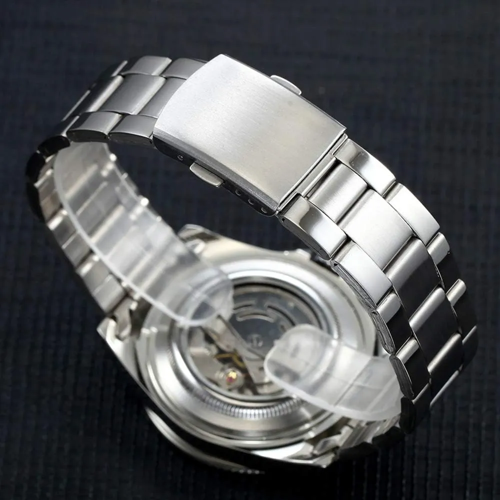 MASTOP Men Automatic Mechanical Watches Full Steel Waterproof Mens Watches with Calendar