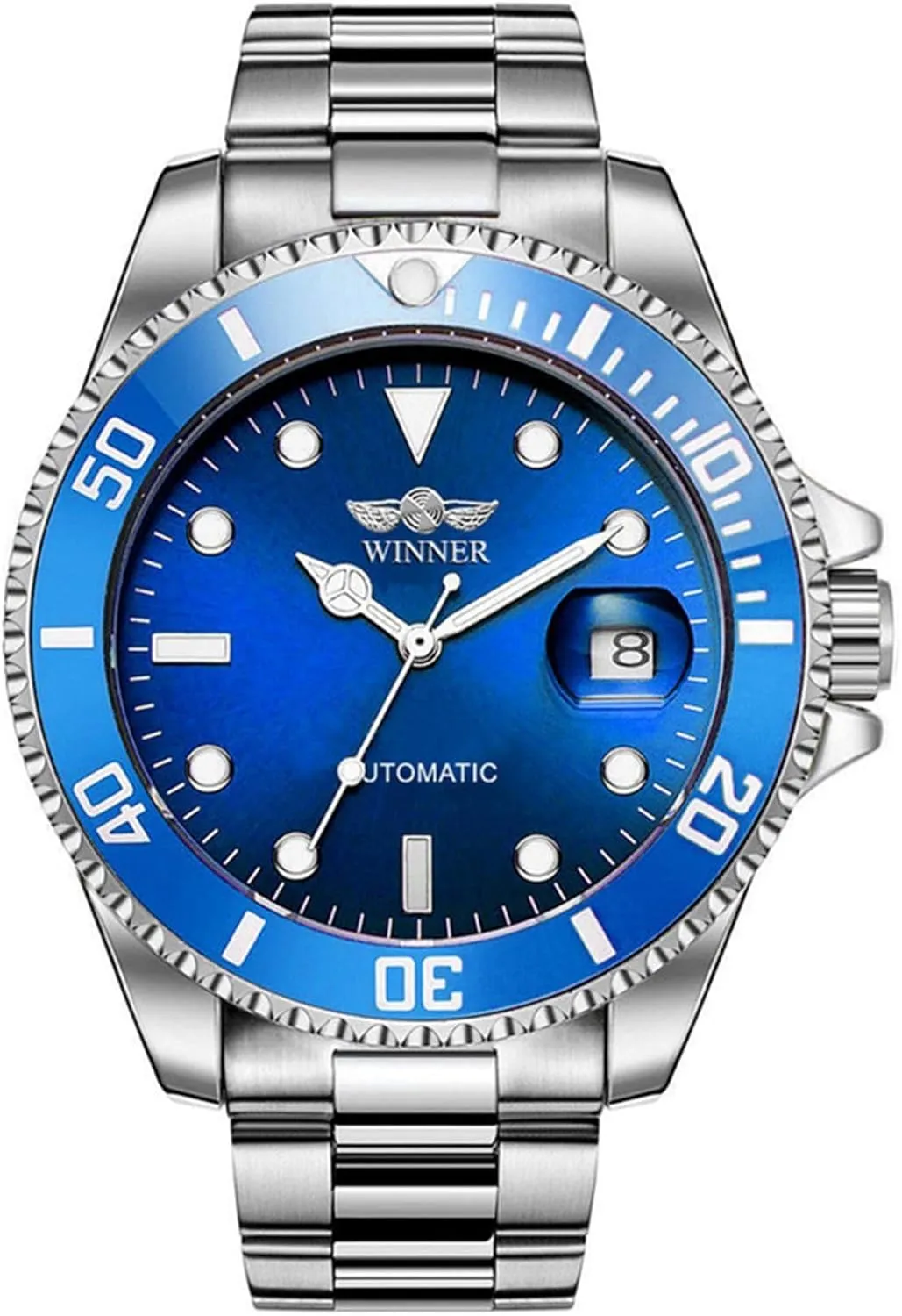 MASTOP Men Automatic Mechanical Watches Full Steel Waterproof Mens Watches with Calendar