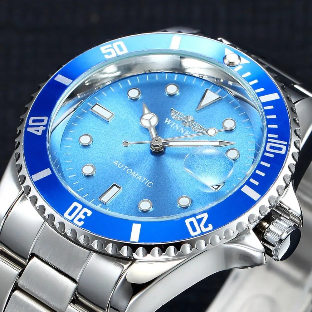 MASTOP Men Automatic Mechanical Watches Full Steel Waterproof Mens Watches with Calendar