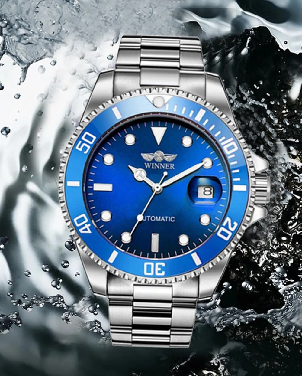 MASTOP Men Automatic Mechanical Watches Full Steel Waterproof Mens Watches with Calendar