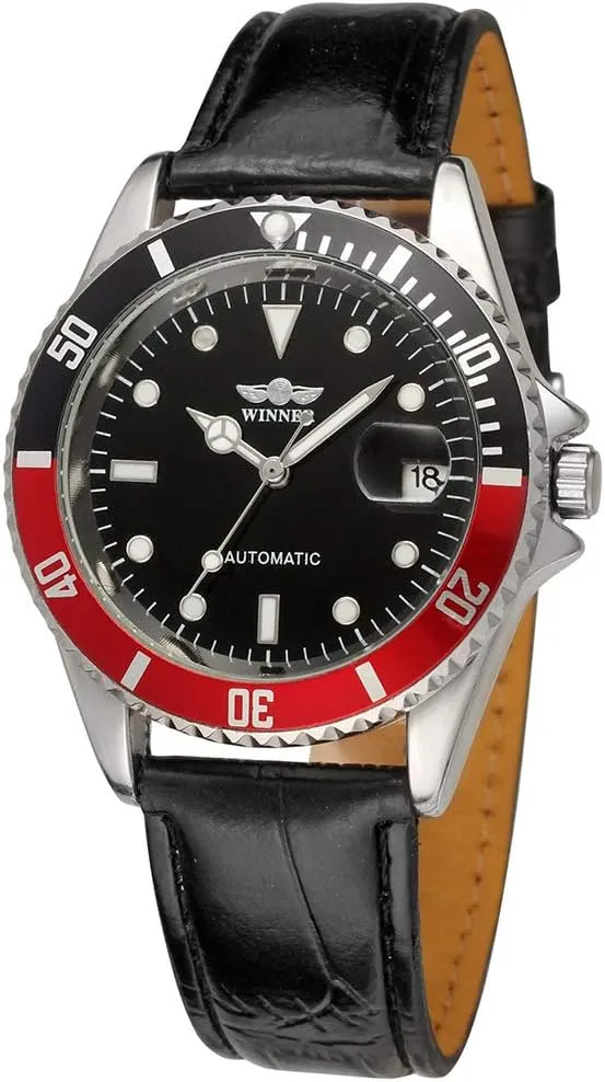 MASTOP Men Automatic Mechanical Watches Waterproof Mens Watches with Calendar (Leather/White)