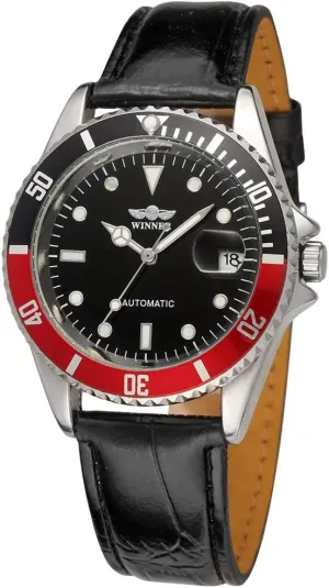 MASTOP Men Automatic Mechanical Watches Waterproof Mens Watches with Calendar (Leather/White)