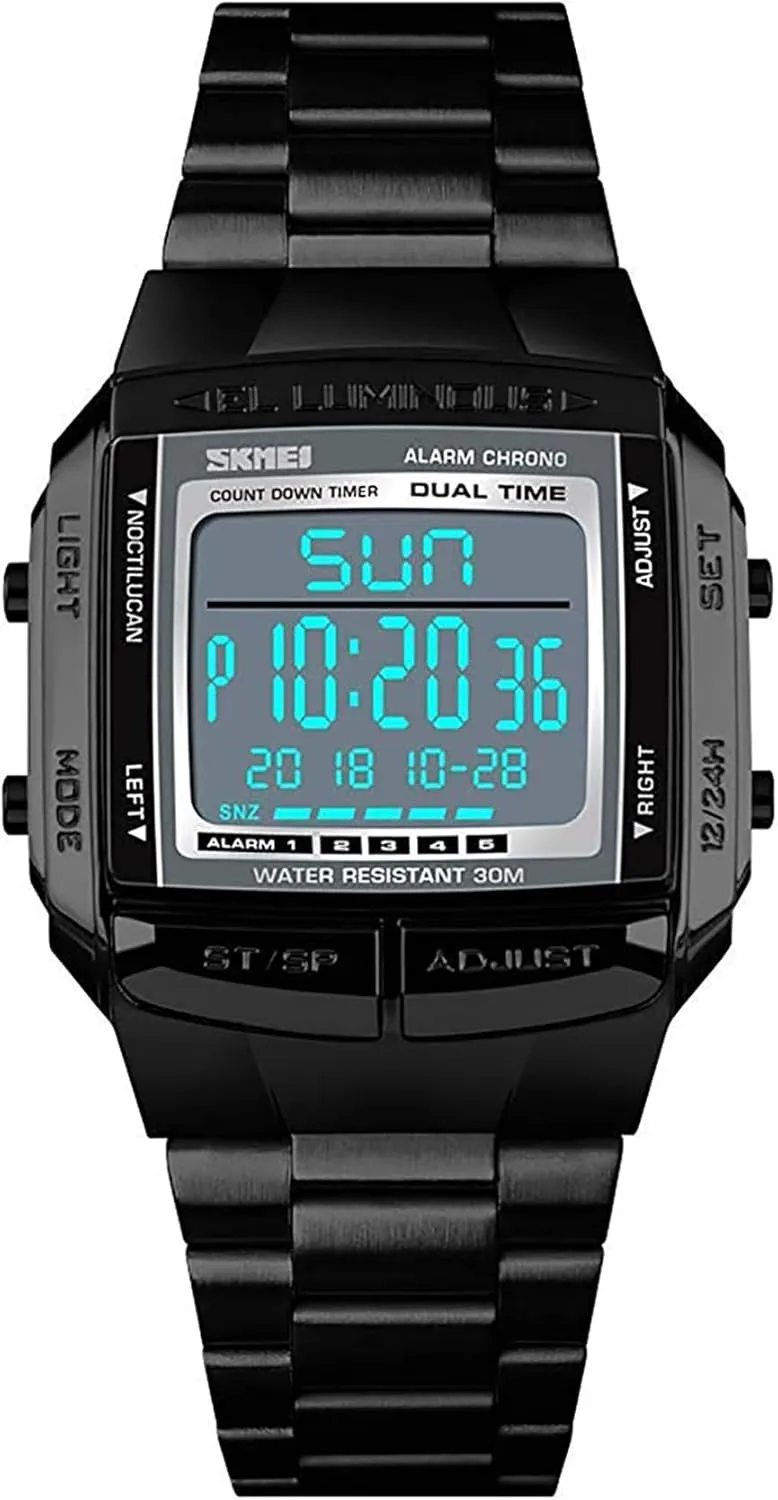 MASTOP Mens Digital Watch Sports Alarm Stopwatch Business Watches Square Waterproof Men's Wrist Watches