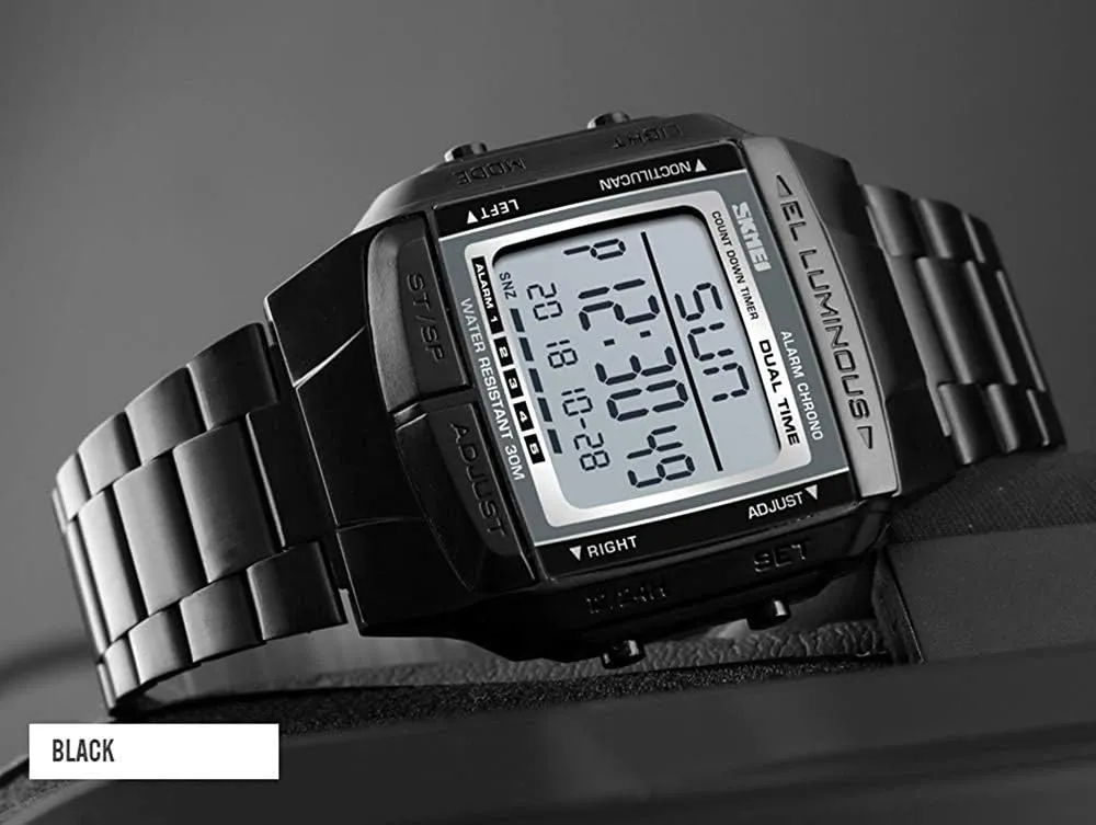 MASTOP Mens Digital Watch Sports Alarm Stopwatch Business Watches Square Waterproof Men's Wrist Watches