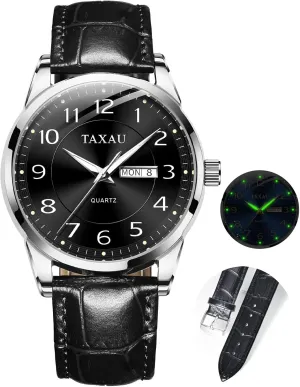 Men Leather Watch Dress Luxury Watches for Men Waterproof Men's Wrist Watches Analog Watch Men Casual Classic Stainless Steel Watches for Men Big Face Minimalist Watch for Men Mens Watches