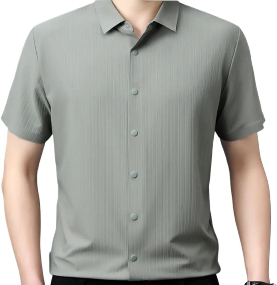 Men's Business Casual Short Sleeve Shirt Wrinkle Resistant Comfortable All Season Versatile Shirts for Men
