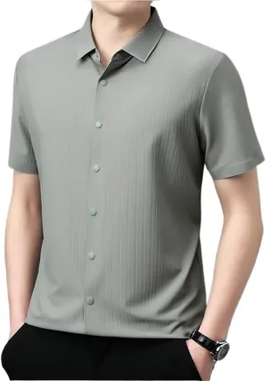 Men's Business Casual Short Sleeve Shirt Wrinkle Resistant Comfortable All Season Versatile Shirts for Men