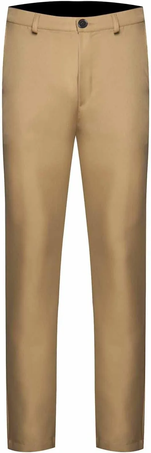 Men's Casual Pant Slim Fit Elastic Waistband Lightweight Comfortable Business Work Versatile Relaxed Flat Front Office