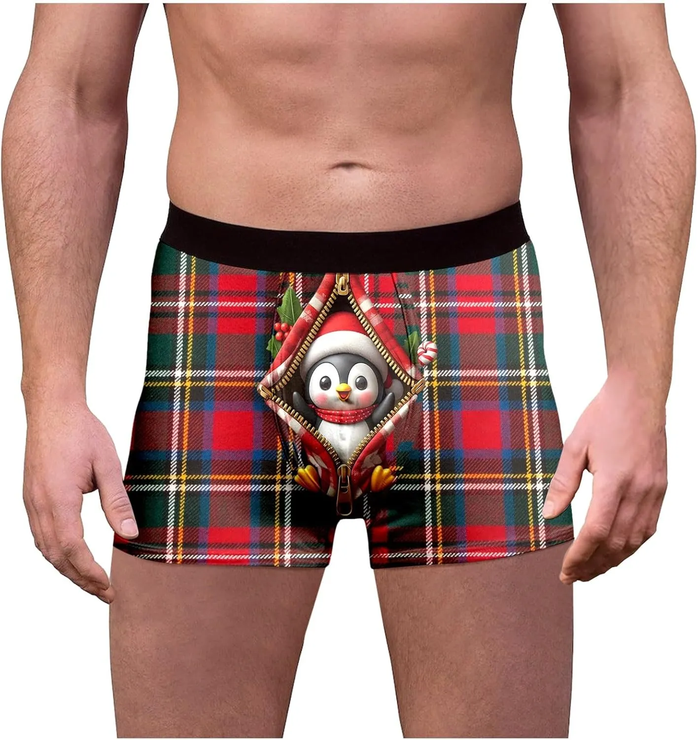 Men's Christmas Sexy Bow Tie Collar Boxer Shorts Santa Claus Costume Cosplay Outfits Underpants Novelty Underwear Christmas Underwear for Men Comfy Cozy Holiday Boxer Briefs Wine