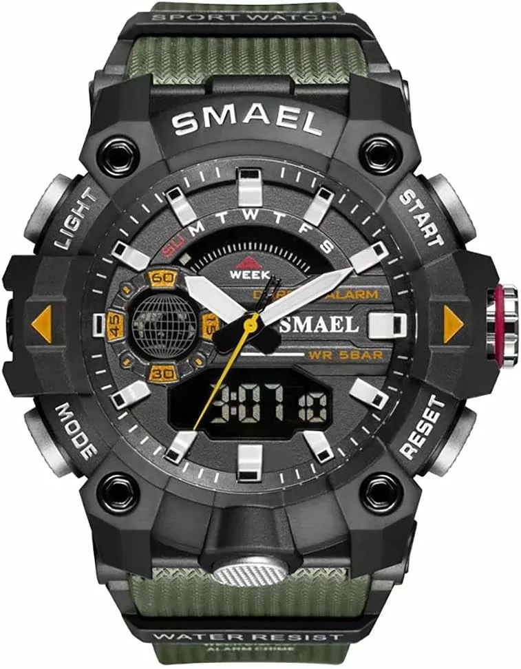 Men's Digital Sports Watch Military Outdoor Waterproof Chronograph Watches Big Wrist with Alarm Date Multifunction LED Stopwatch