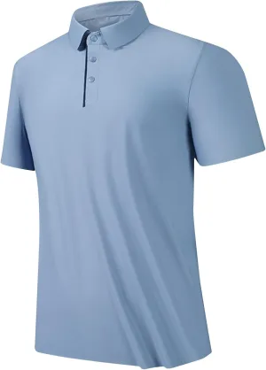 Mens Golf Shirts Short Sleeve Moisture Wicking Collared Shirt Business Casual,Plain Tee Shirt Lightweight,Big and Tall