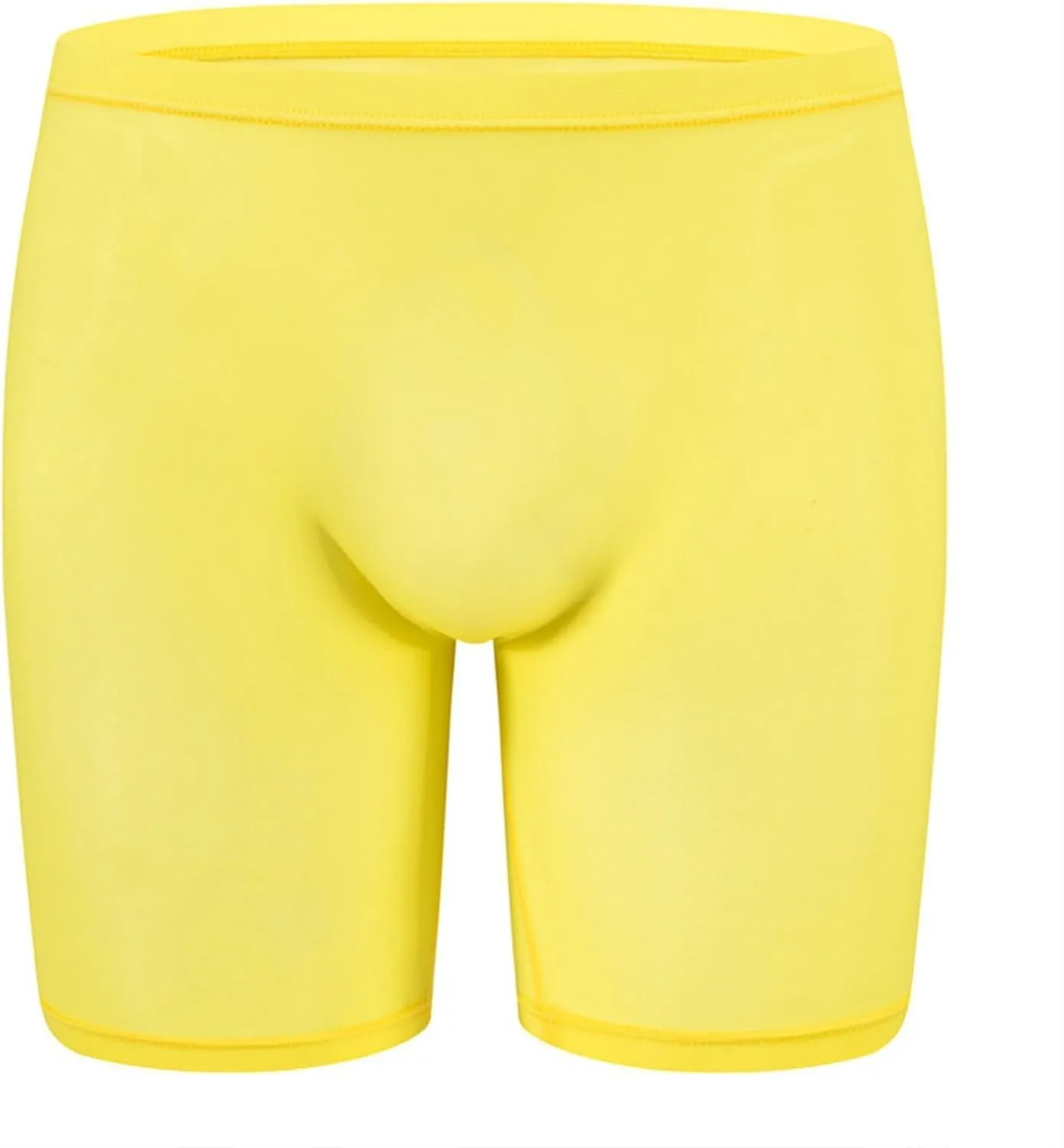 Mens Ice Silk Tight Thin Underwear Solid Low Rise Long Leg Seamless Boxer Briefs Breathable Quick Drying Trunks