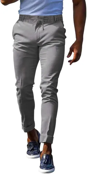 Mens Slim Fit Leisure Pants Mid Waist Soldi Color Straight Fall Fashion Hipster Trouser Dressy Casual Outdoor Versatile Pants