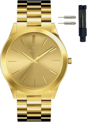 Mens Watches,Classical Stainless Steel Men's Wrist Watches,Fashion Minimalist Business Men's Wrist Watches Luxury Quartz Waterproof Watches Bussiness Watches for Men,Gifts for Men