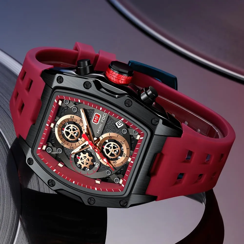 MF MINI FOCUS Men Watches Unique Casual Wrist Watches (Chronograph/Waterproof/Luminous/Calendar) Silicon Band Fashion Watches for Men
