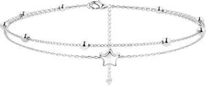 Milacolato Anklet for Women 925 Sterling Silver Ankle Bracelet 18K White Gold Plated Layered Bead Dot Star Heart Infinity Ankle Bracelets Durable Cuban/Figaro/Herringbone Link Chain Ajustable Foot Ankle Bracelet Beach Jewelry