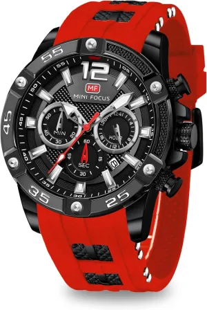 Mini Focus Men Watches Unique Casual Wrist Watches (Chronograph/Waterproof/Luminous/Calendar/24 Hours) Silicon Band Fashion Watches for Men
