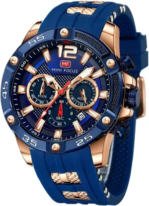 Mini Focus Men Watches Unique Casual Wrist Watches (Chronograph/Waterproof/Luminous/Calendar/24 Hours) Silicon Band Fashion Watches for Men