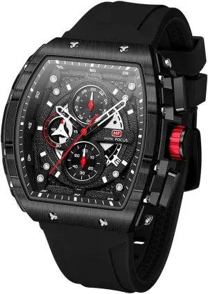 Mini Focus Mens Watches 3ATM Waterproof Chronograph Movement Watches with Silicon Strap