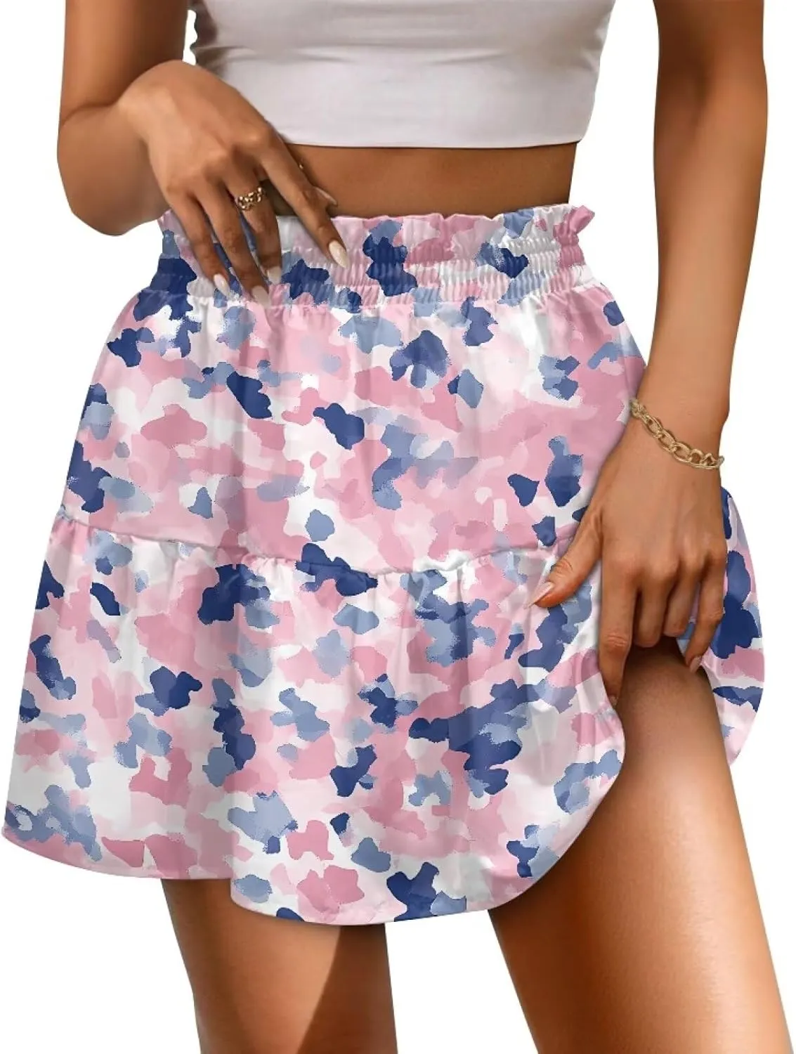 Mini Skirt for Women High Waist Skater Skirt Ruffle Slim Skirt Airy Soft Summer Short Skirt Dating Club Party Dress