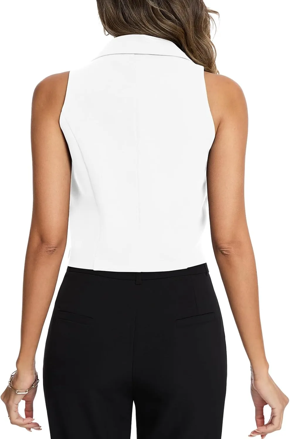 MINTLIMIT Women's Notch Lapel Button Front Crop Vest Jacket Waistcoat Vests Sleeveless Blazer