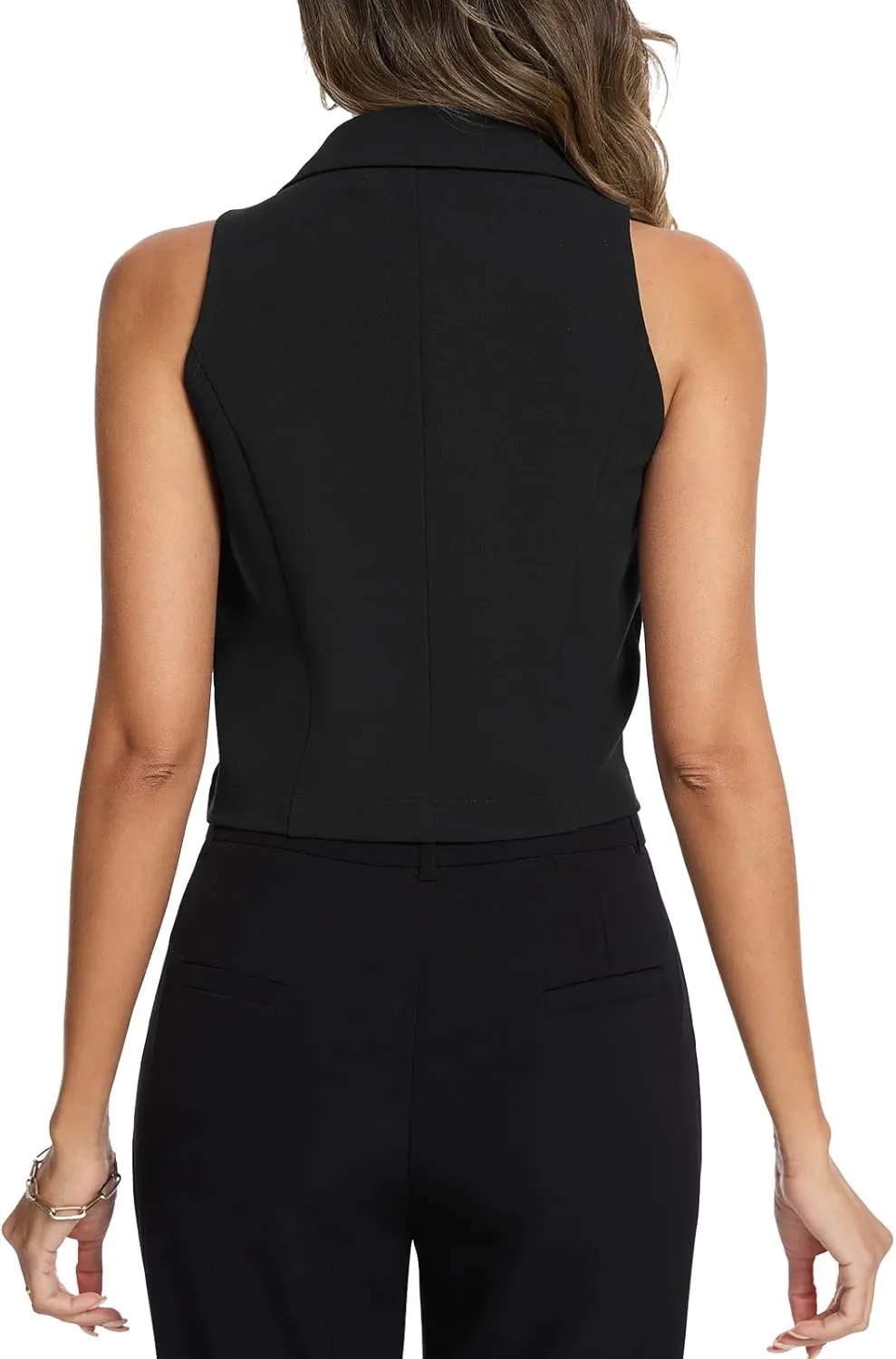 MINTLIMIT Women's Notch Lapel Button Front Crop Vest Jacket Waistcoat Vests Sleeveless Blazer