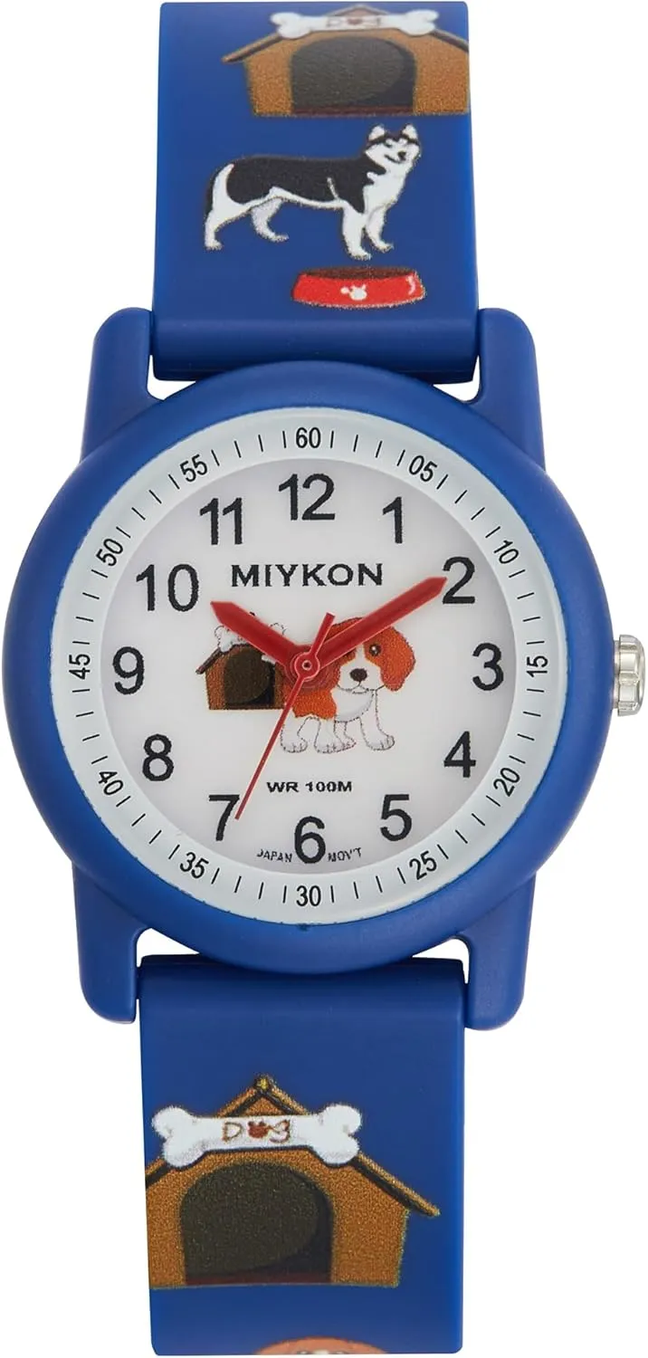 Miykon Kids Watches for Boys and Girls - Educational Time-Telling Gift for Kids Aged 3-15, Toddlers, Preschoolers, and School-Aged Children - Easy to Read Analog Watch, Soft Resin Band, Japanese Quartz, 100M Water Resistant