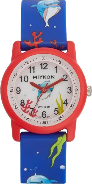 Miykon Kids Watches for Boys and Girls - Educational Time-Telling Gift for Kids Aged 3-15, Toddlers, Preschoolers, and School-Aged Children - Easy to Read Analog Watch, Soft Resin Band, Japanese Quartz, 100M Water Resistant