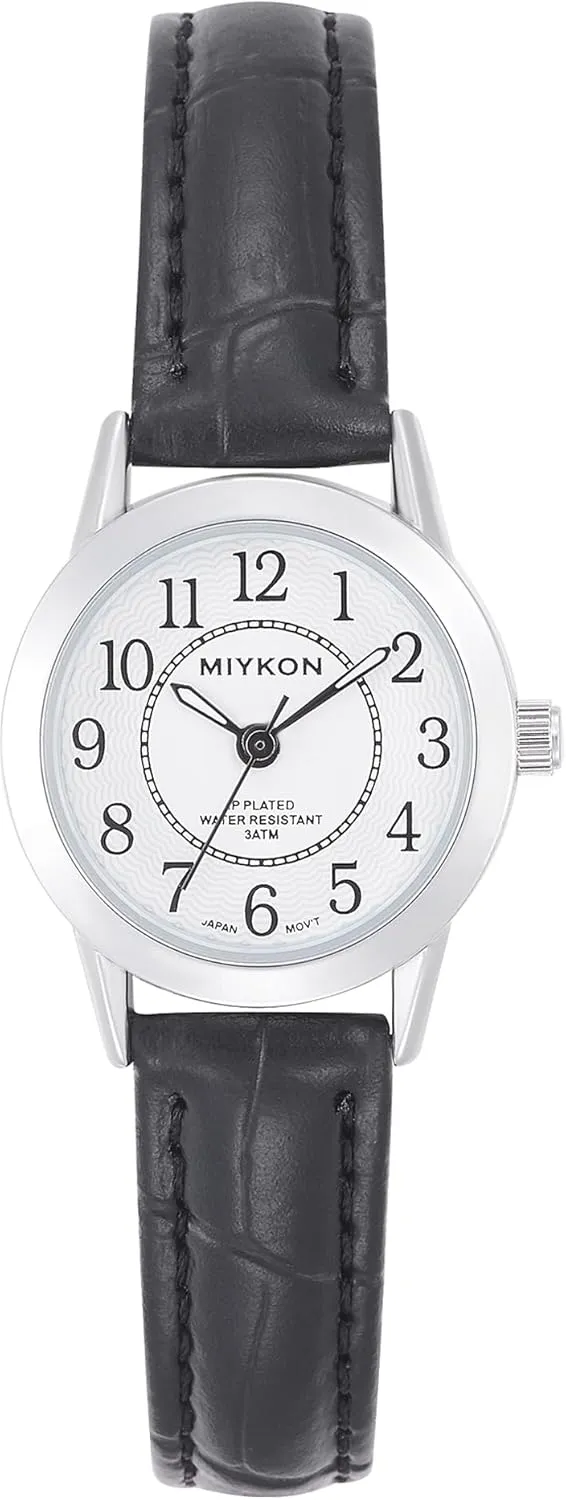 Miykon Ladies Watches for Women | Dainty Small Analog Watch Women with Vegan Leather Band | Ion Polished, Luminous Hands and Second Hand, Scratch Resist Glass, Japanese Quartz, 100ft Water Resistant