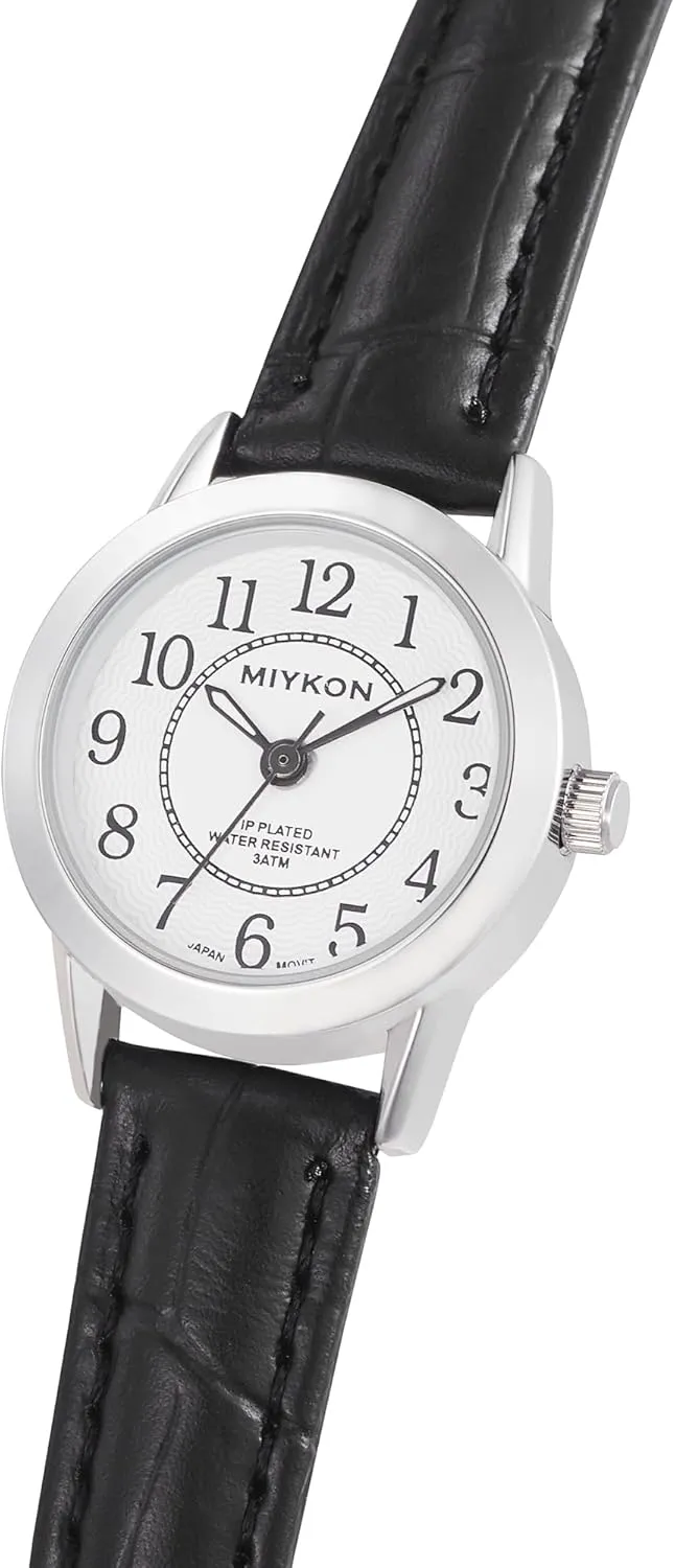 Miykon Ladies Watches for Women | Dainty Small Analog Watch Women with Vegan Leather Band | Ion Polished, Luminous Hands and Second Hand, Scratch Resist Glass, Japanese Quartz, 100ft Water Resistant