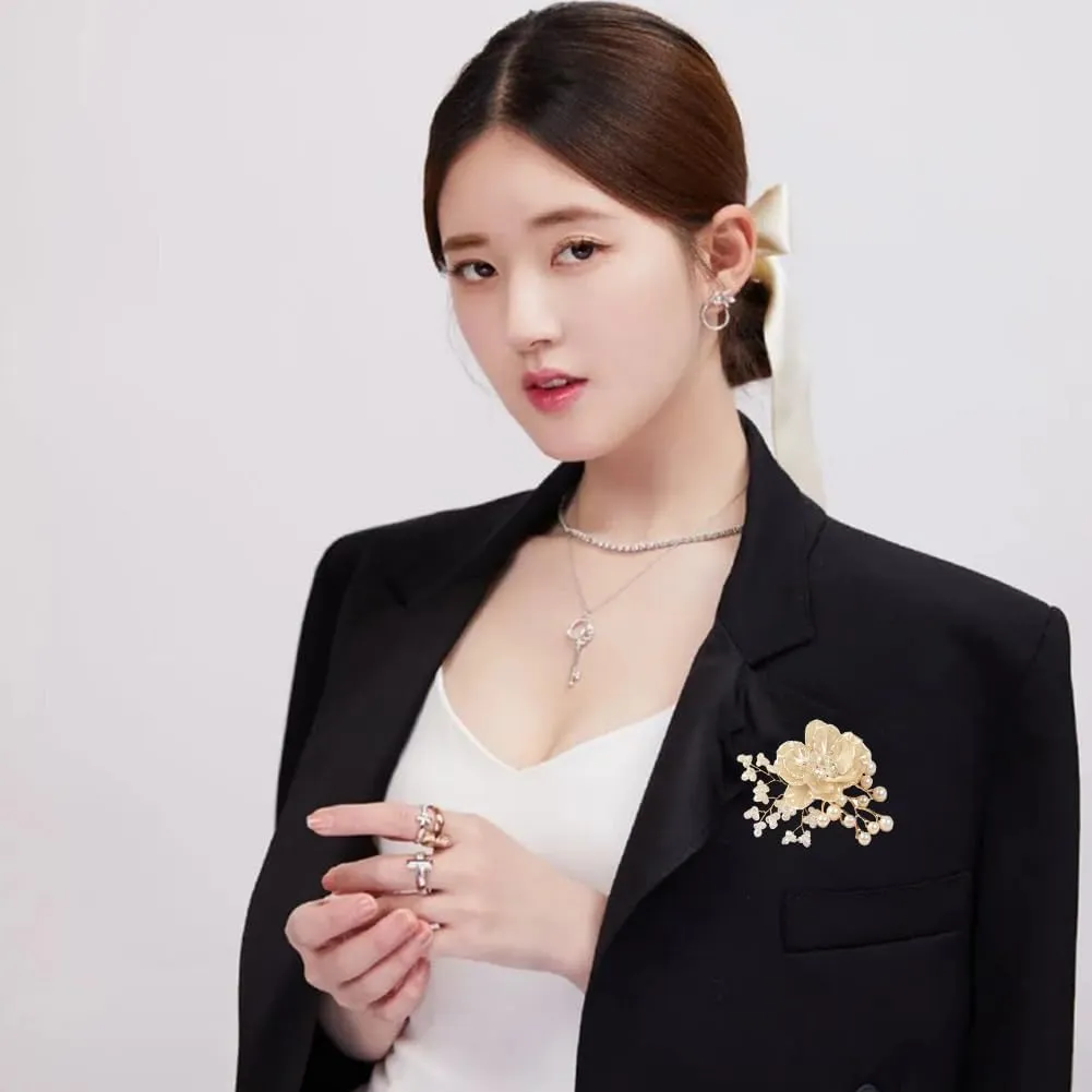 Multi-function Resin Flower Brooch Pins & Hair Clips for Women Girls Pearl Corsage Brooch Party Ceremony Accessories