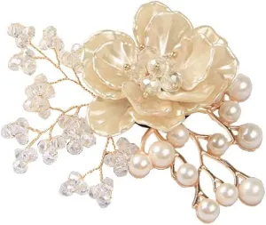 Multi-function Resin Flower Brooch Pins & Hair Clips for Women Girls Pearl Corsage Brooch Party Ceremony Accessories