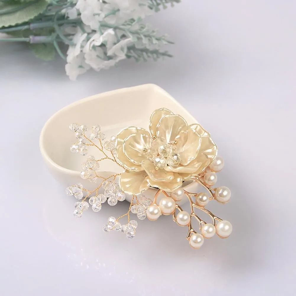 Multi-function Resin Flower Brooch Pins & Hair Clips for Women Girls Pearl Corsage Brooch Party Ceremony Accessories