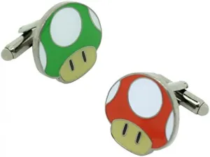 Mushroom Mario Bros Green-Red Cufflinks