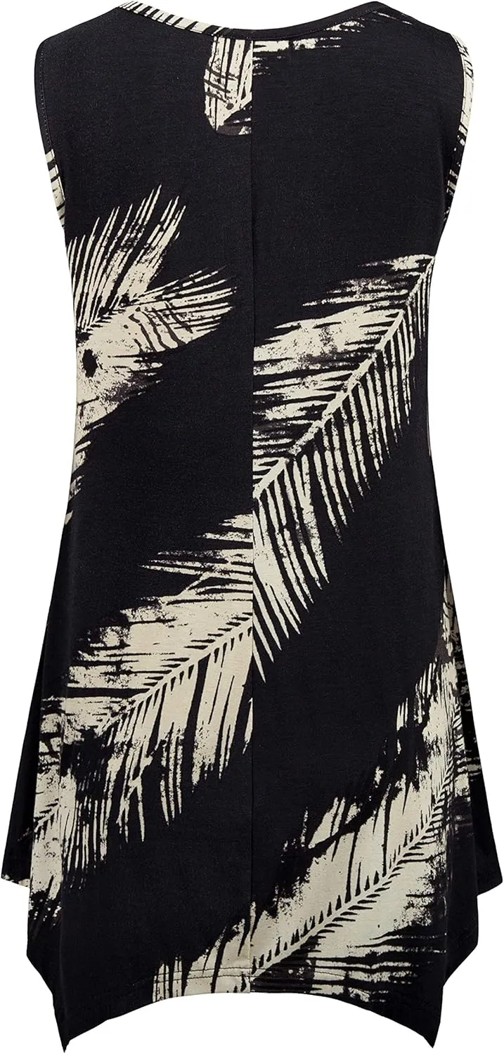Nandashe Womens Summer Floral Tunic Tank Tops Casual Loose Sleeveless Dressy Blouses