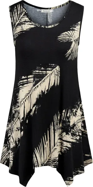 Nandashe Womens Summer Floral Tunic Tank Tops Casual Loose Sleeveless Dressy Blouses