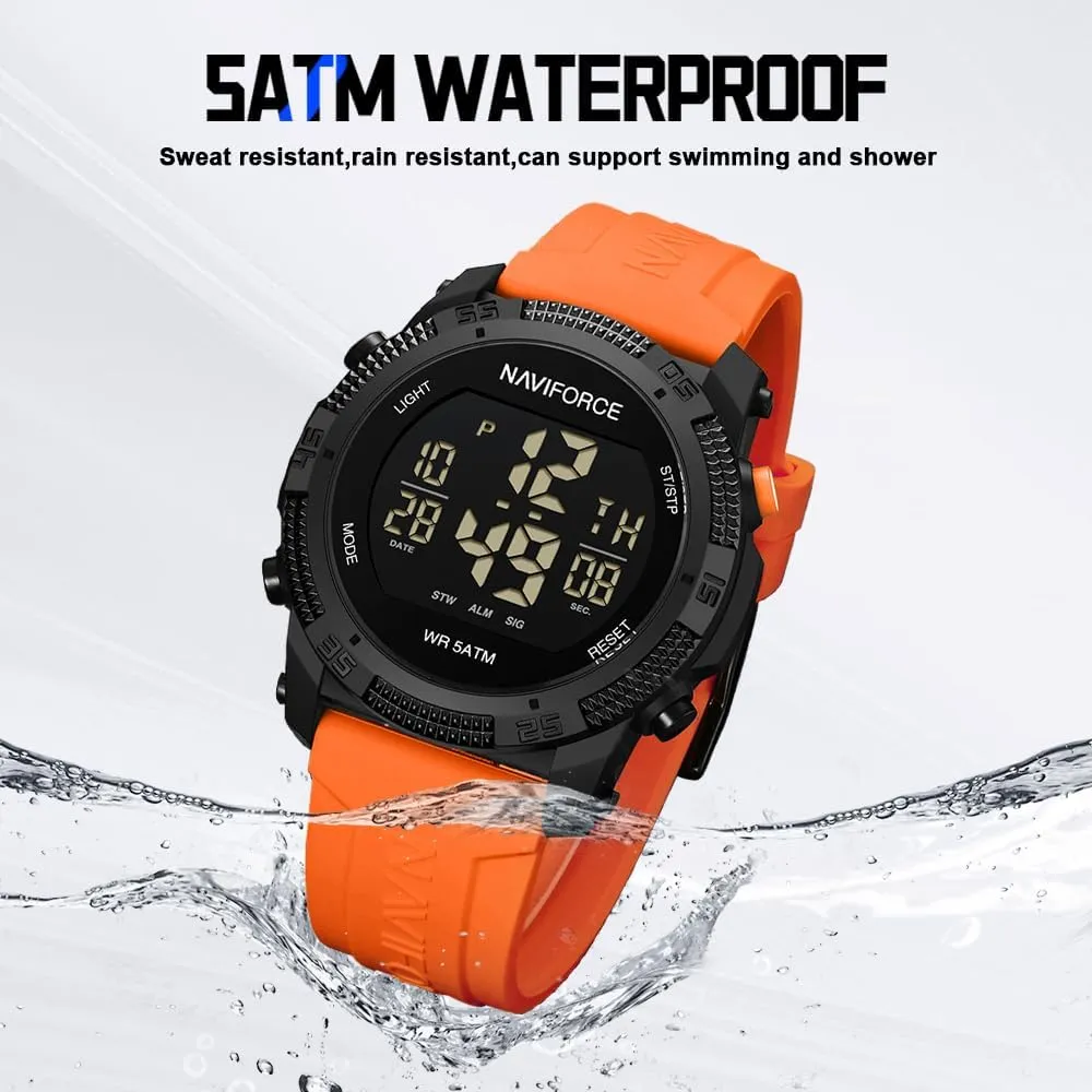 NAVIFORCE Men Sports Waterproof Digital Watches with Stopwatch Alarm Rubber Strap Wristwatch for Women