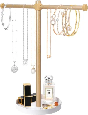 Necklace Stand Aesthetic Necklace Holder: 12.9" Glod Metal Necklace Organizer for Home Decor
