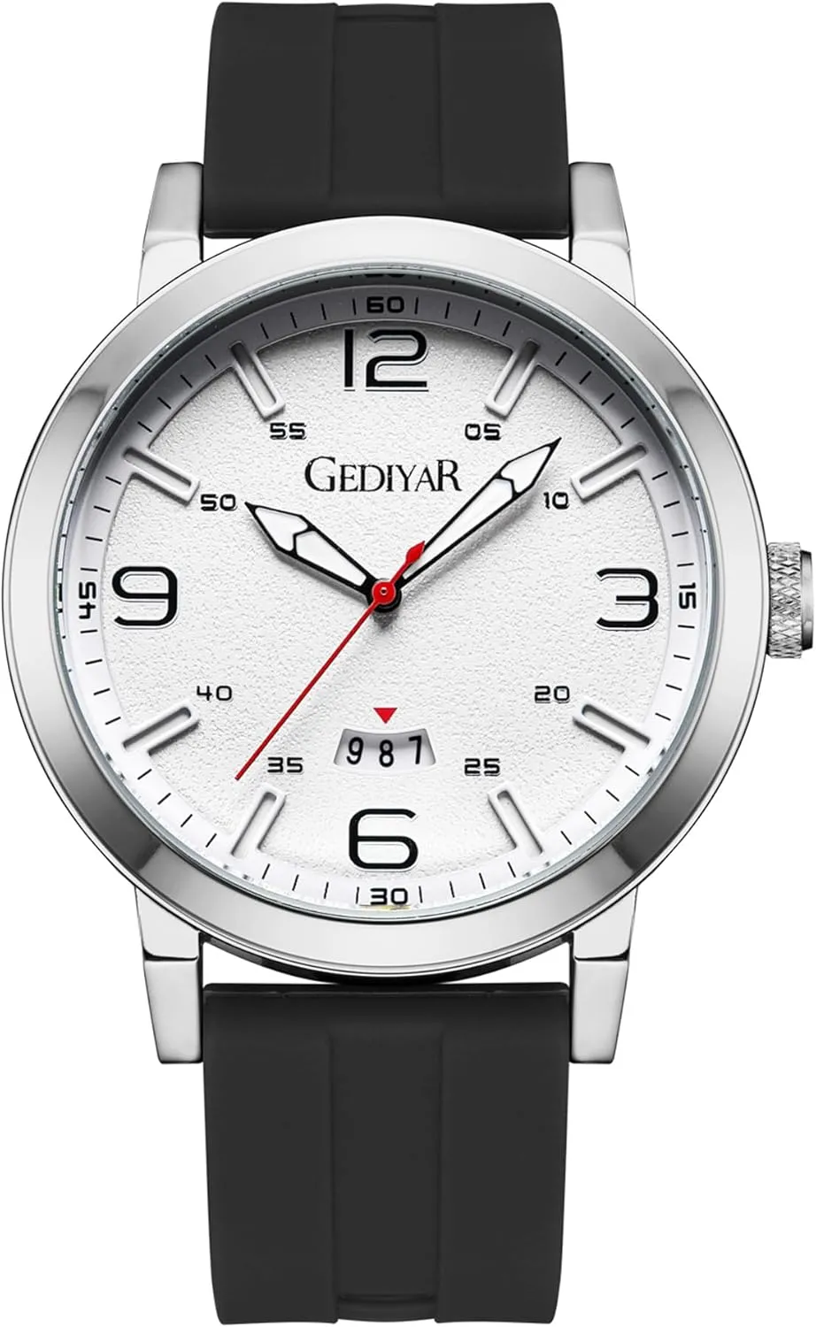 New Men Sports Watch with Quartz Silicone Band Date Display Waterproof Analog Wrist Watches for Mens