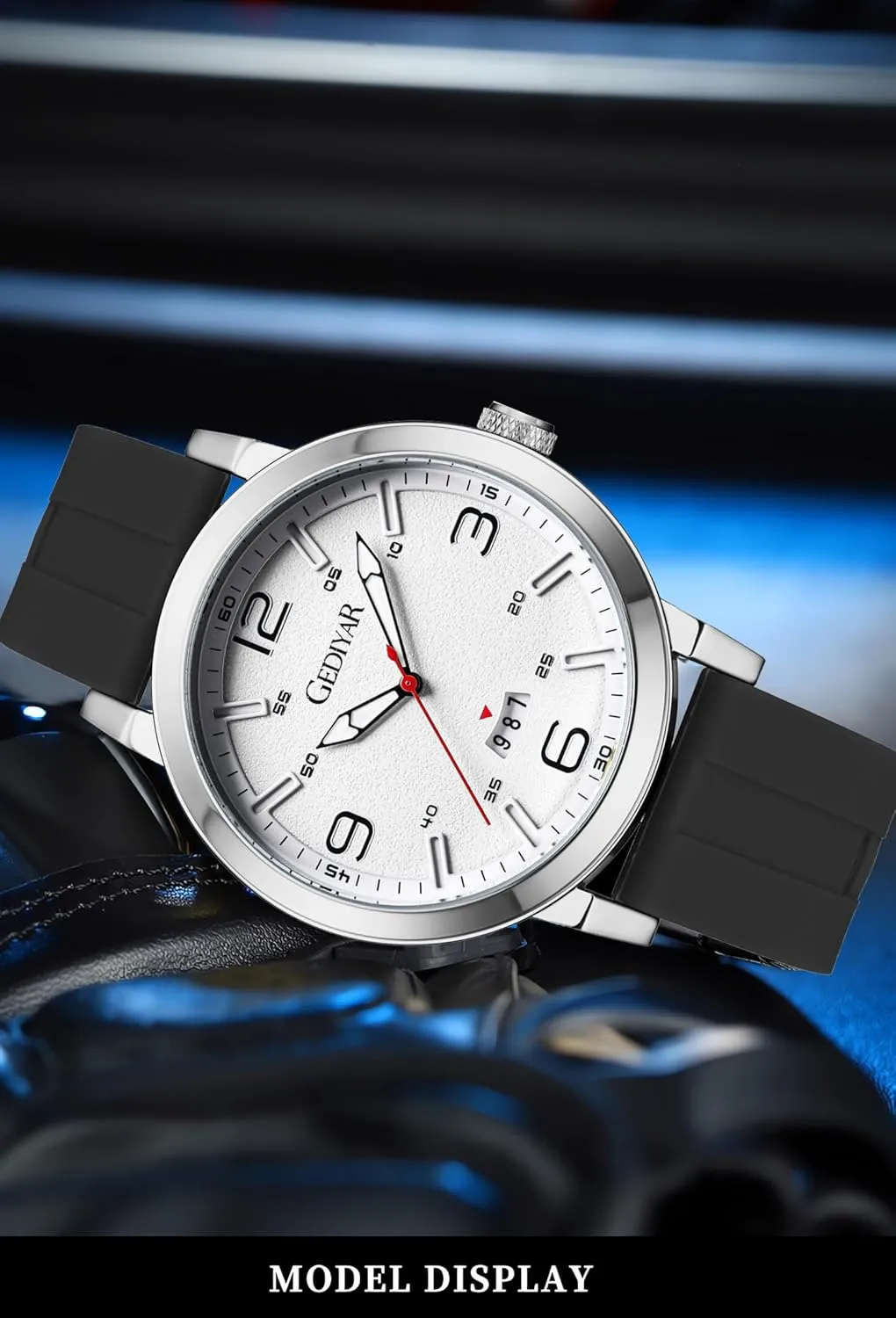 New Men Sports Watch with Quartz Silicone Band Date Display Waterproof Analog Wrist Watches for Mens