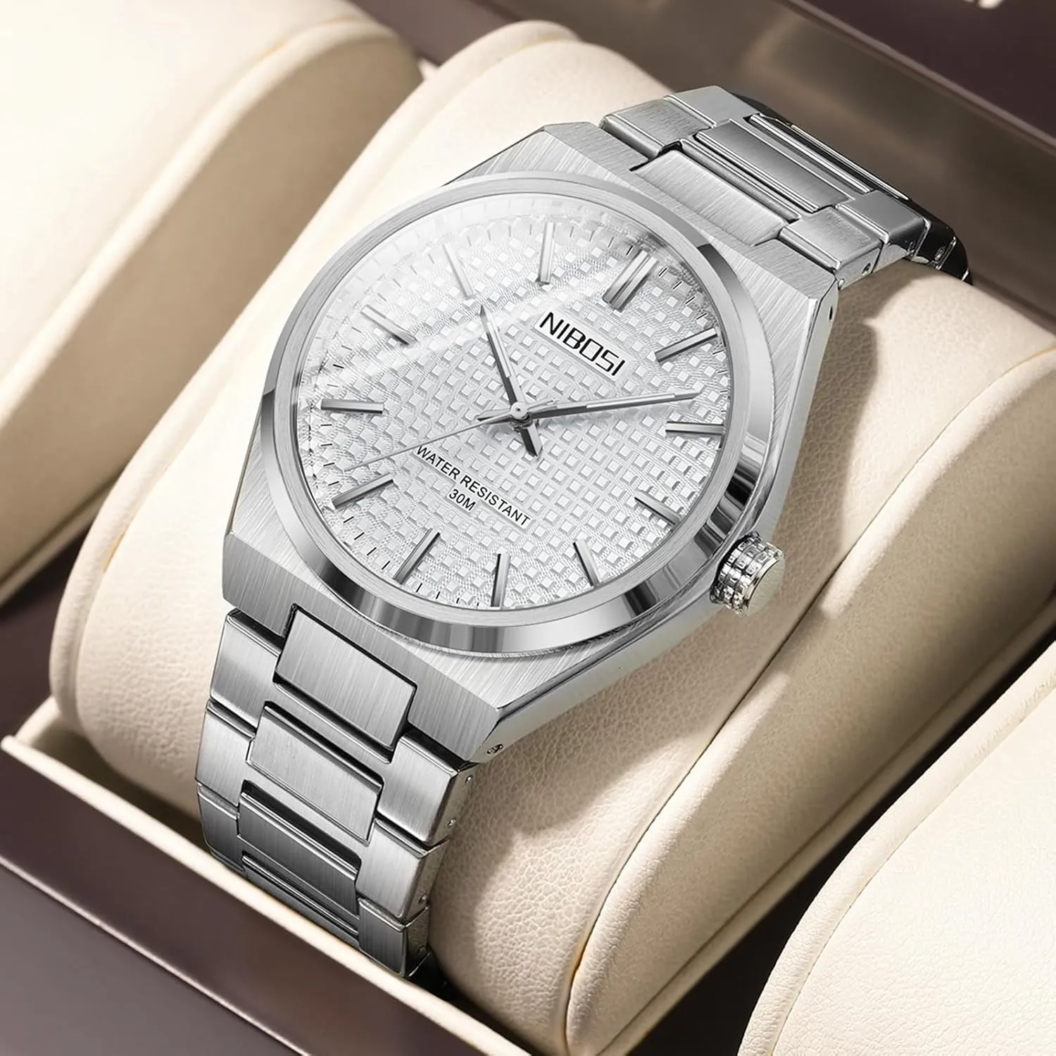 NIBOSI Mens Watches Analog Quartz Watch Stainless Steel Strap Waterproof Men's Wrist Watches Classic Minimalist Dainty Business Dress Designer Watches for Men