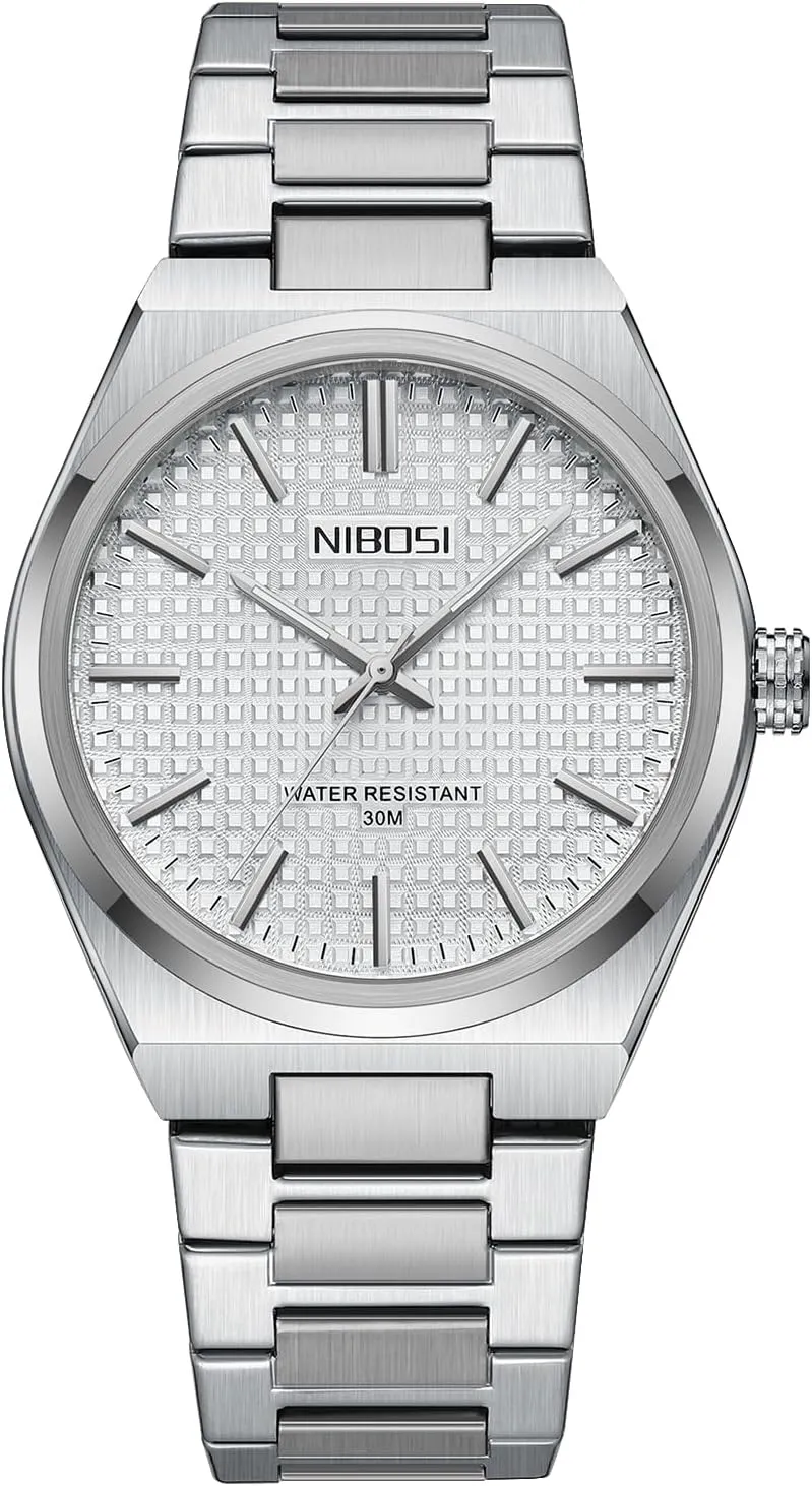 NIBOSI Mens Watches Analog Quartz Watch Stainless Steel Strap Waterproof Men's Wrist Watches Classic Minimalist Dainty Business Dress Designer Watches for Men