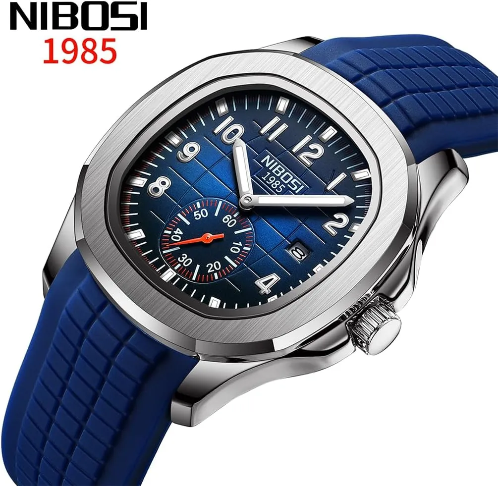 NIBOSI Watch for Men Square Fashion Easy Read Waterproof Business Stainless Luxury Analog Simple Dress Dad Father Gifts Gold Black Wrist Watches
