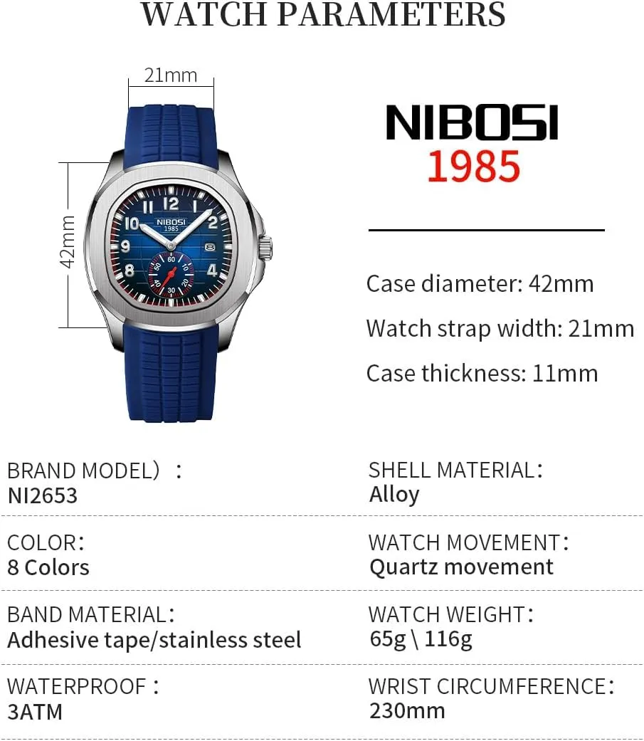 NIBOSI Watch for Men Square Fashion Easy Read Waterproof Business Stainless Luxury Analog Simple Dress Dad Father Gifts Gold Black Wrist Watches