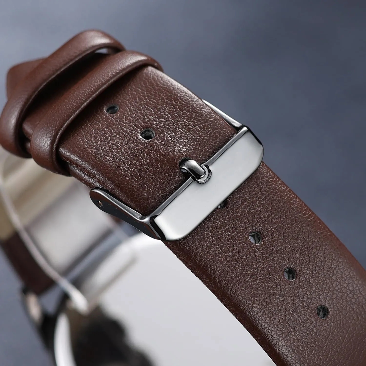 NUOVO Men Quartz Watch with Leather Strap Wrist Watch - Classic Arabic Numbers, White, Dress, Fashion Simple Style