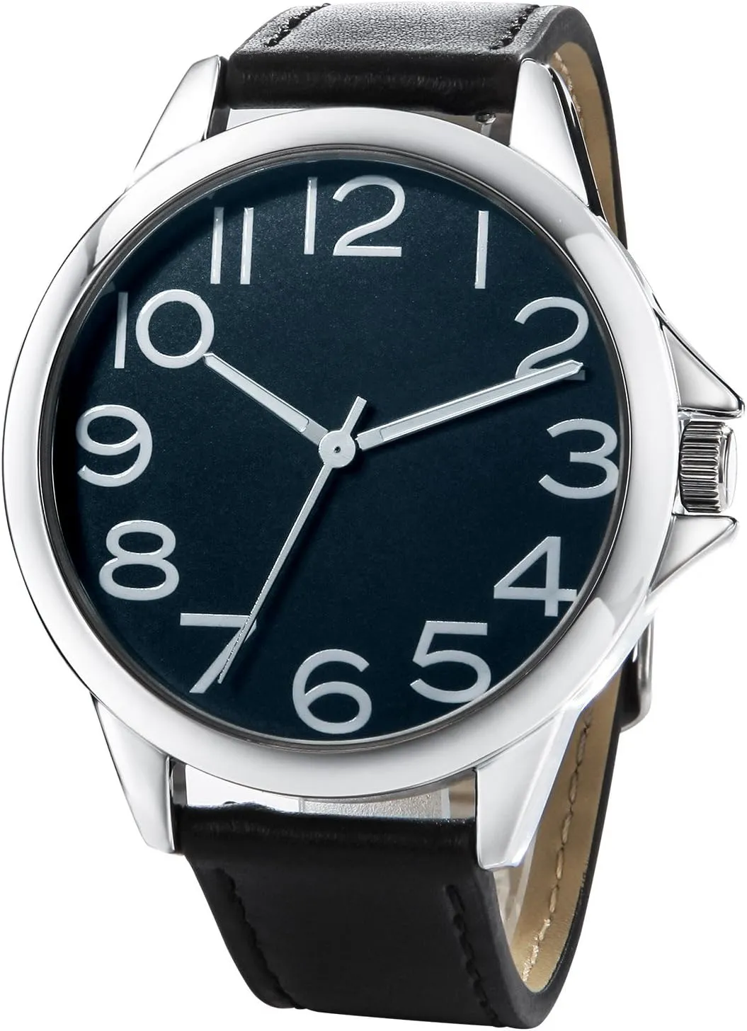 NUOVO Men Quartz Watch with Leather Strap Wrist Watch - Classic Arabic Numbers, White, Dress, Fashion Simple Style